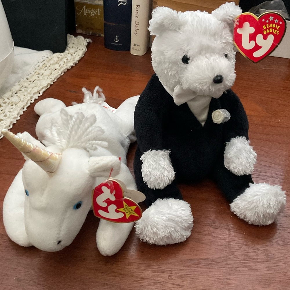 TY Beanie Babies - Wedding Groom & Mystic Unicorn, Sold as a pair.